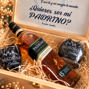 caja de madera personalizada con licor premium
