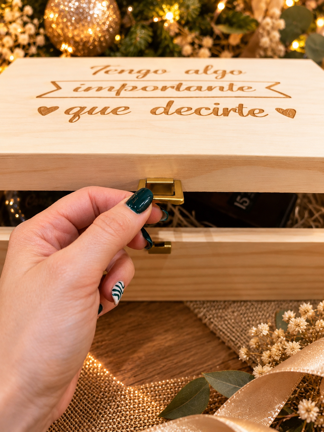 caja de madera personalizada con licor premium