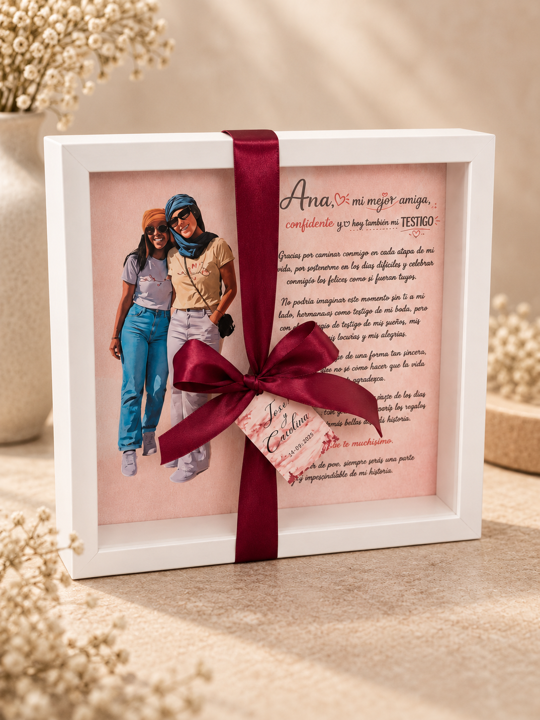 Cuadro personalizado a partir de una foto con ilustración digital efecto acuarela para regalar a familiares y personas especiales