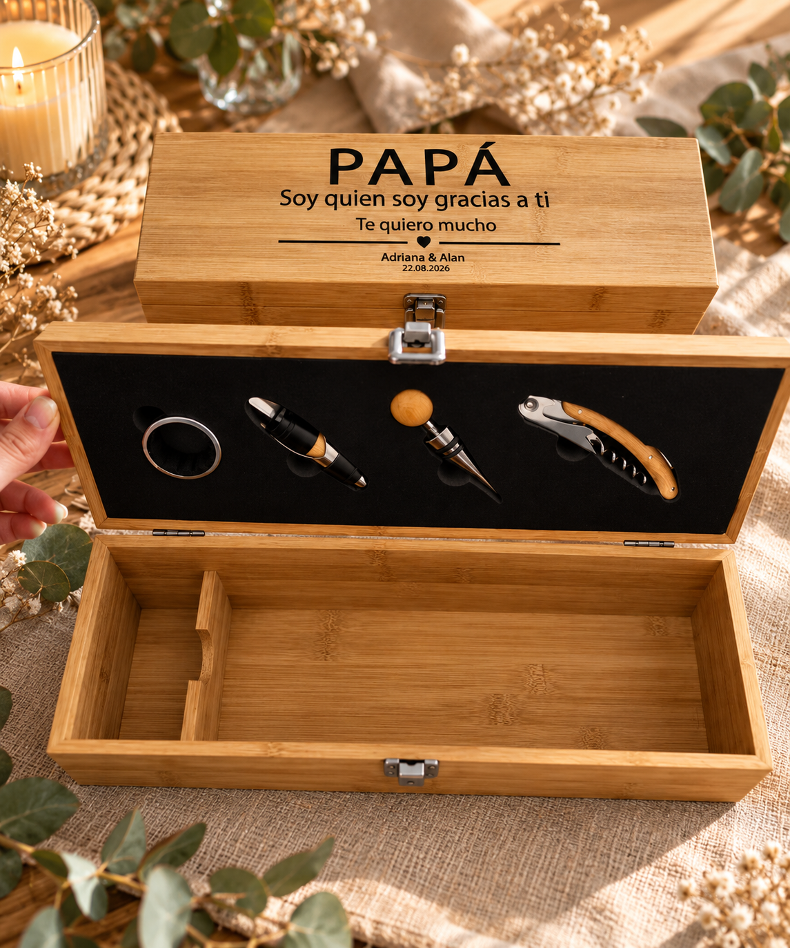 Estuche bambú Personalizado Vino - Imagen 3